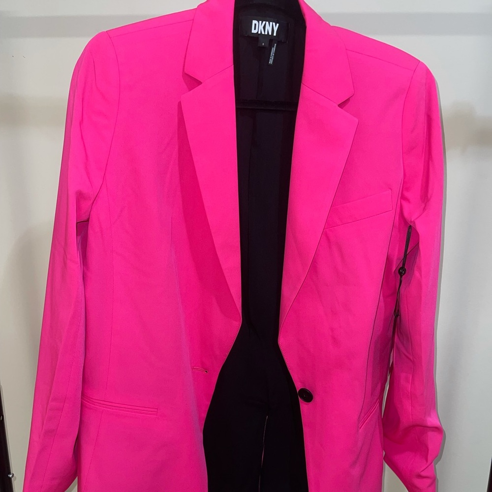 DKNY Neon Pink Single-Button Blazer